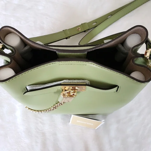 MICHAEL KORS Hamilton Legacy Medium Leather Messenger Bucket Bag - Picture 9 of 16